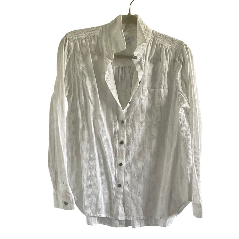 J. Jill White Textured Button-Front Pattern Cotto… - image 2